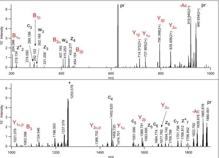 Figure 5. EThcD spectrum of m/z 627.634(3+). The database search permitting unspecified modifications  identified as  45 VATT(1062.388)VISK 52  of Plasma protease C1 inhibitor