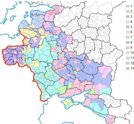 19. ábra. A klaszteranalízis alapján képződött hasonlósági (formális) régiók  