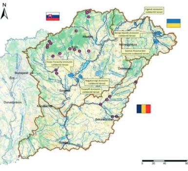 1. ábra. A Tisza-völgy meglévő VTT-és  egyéb tározói