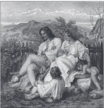 Figure 3. Josef Mánes, Slovanská rodina [Slavic family]. The  romanticist epitome of the Slavic rural idyll, sometimes also  referred  to  as  the  ‘Slovak  family’