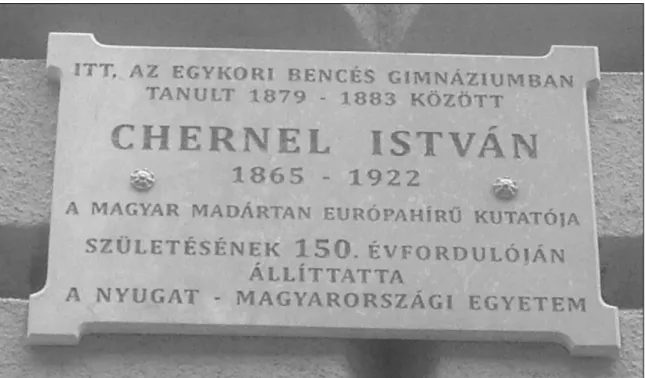 1. ábra: C HERNEL  I STVÁN  emléktáblája Sopronban   Figure 1: I STVÁN  C HERNEL ’s plaque in Sopron 