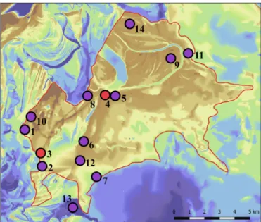 3. kép. Régészeti feltárással kutatott neolitikus lelőhelyek  Polgár-sziget területén (R aczky  &amp; a ndeRs , 2009 nyomán)