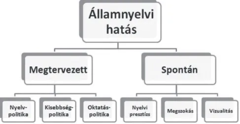 1. ábra: Az államnyelvi hatás megnyilvánulási formái   (Saját szerkesztés) 