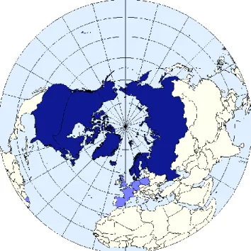 Figure  3. Arctic Council Map. Permanent  members  in dark  blue; observers in light blue