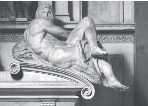 7. kép. Michelangelo: A Nappal megszemélyesített alakja   (Firenze, San Lorenzo)