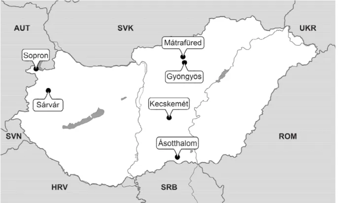 Fig. 1. Presently known distribution of Aprostocetus eriophyes (Taylor, 1909) in Hungary