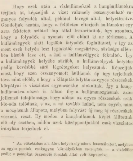 *  A z  előadásban a 2. ábra  helyett oly minta  használtatott, melyben  az  egyes  pontok  csakugyan  körpályákban  mozogtak  ji   vízfelület  pedig  e  pontokat  összekötő  fonalak  által  volt  képviselve.