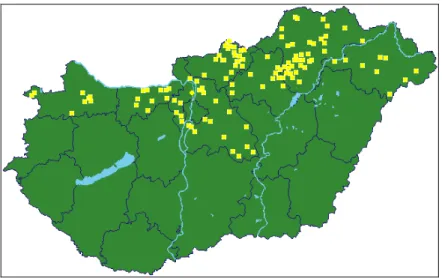 5. ábra. A Mizser és alakváltozatainak megoszlása az északi megyék települései között  2009