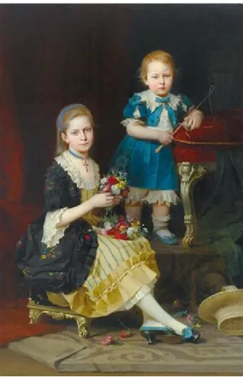 4. kép Vastagh Györe: Gyerekcsoport. 1876, olaj, vászon, 161×109,5 cm. Jelezve balra lent: Vastagh Gy