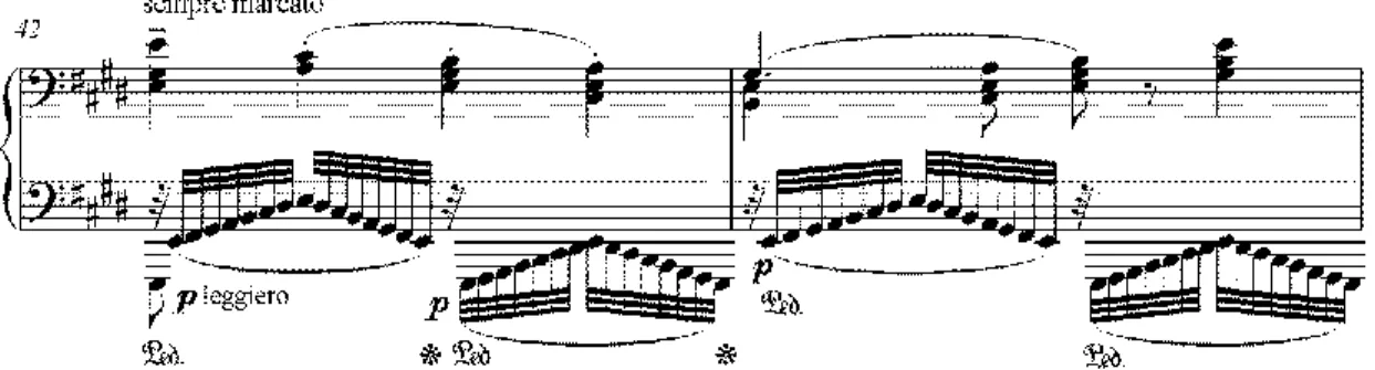 18. ábra: Liszt Ferenc: É-dúr legenda 42-43. ütem 