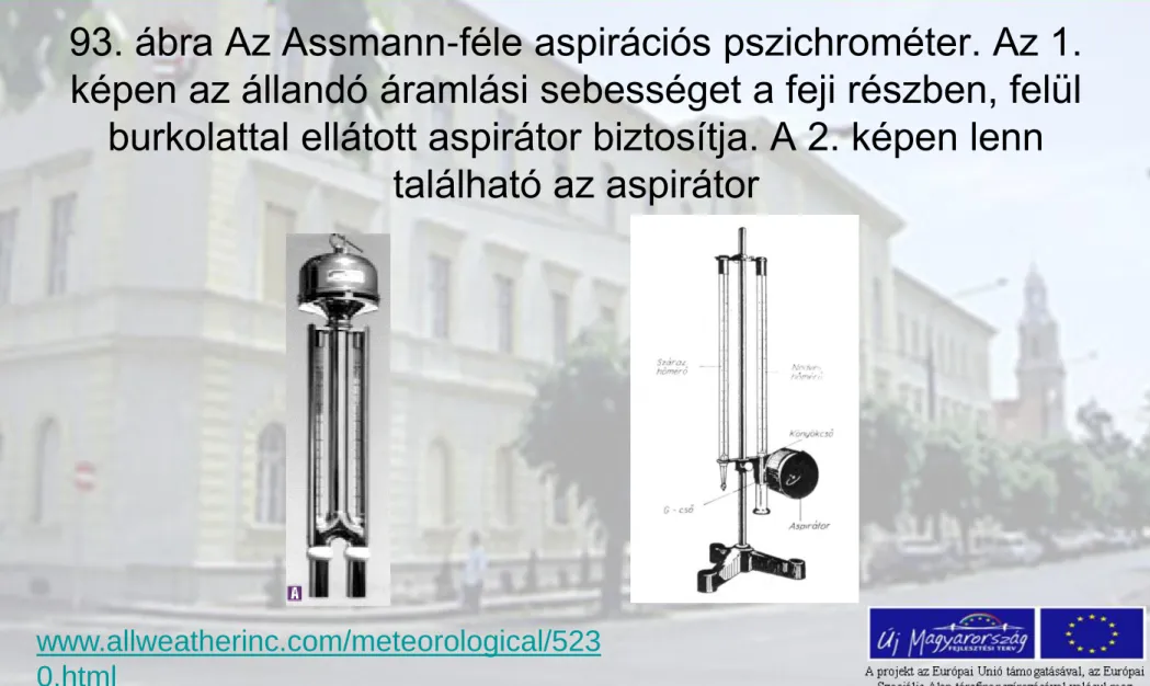 93. ábra Az Assmann-féle aspirációs pszichrométer. Az 1. 