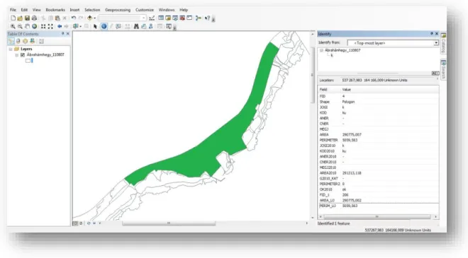 4. ábra Adatok megjelenítése Ábrahámhegyről az ArcView segítségével 