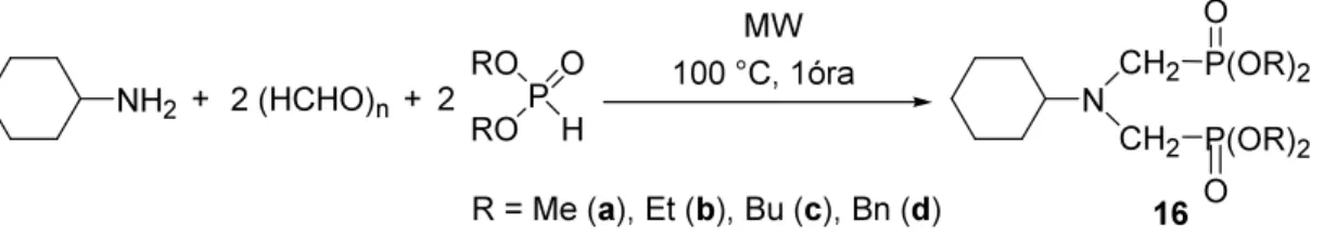 1. Táblázat: A bisz(dialkilfoszfonometil)-ciklohexil-aminok előállítása során elért eredmények 