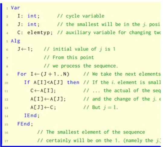 4.9. figure. The minimum element is positioned to the first place (immediate selection).