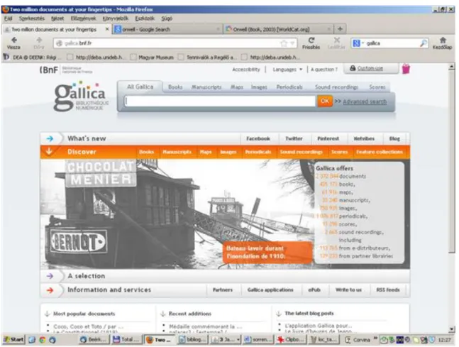 Figure 2.14. A Gallica nyitólapja