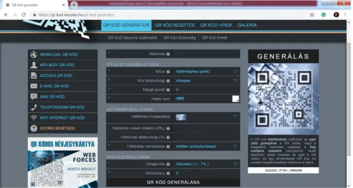 1. ábra: QR-kód generáló alkalmazás weboldala    