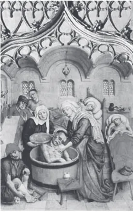 2. kép. Szent Erzsébet betegeket gondoz  (A kassai dóm főoltárának részlete, 1474/1477, 