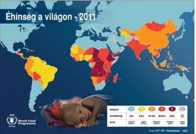 8. ábra: Éhínség a világon – az éhség övezet b) Hulladék, ipari szennyezés