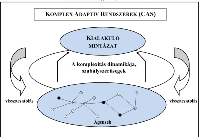 1. ábra: A komplex adaptív rendszerek általános felépítése és logikája. Forrás: (Kaisler –  Madey, 2009: 13) alapján saját szerkesztés 