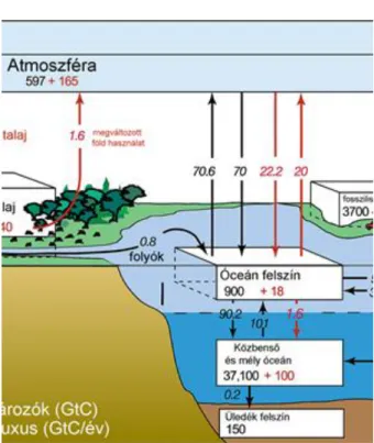 4.4. ábra - A légköri oxigén és szén-dioxid koncentráció közötti kapcsolat.