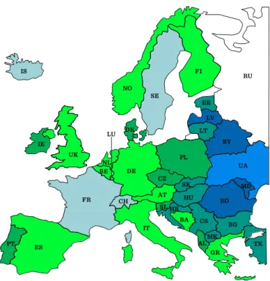 I.1-3. ábra: A születéskor várható élettartam különböző európai országokban 64 – 6767 – 7070 – 7373 – 7575 – 7878 – 8080 – 8282 – 8484 – 8686 – 88ISNO RUUAMDROBYLV TKBGMKCSHRHUSKLTEEALSLCZPLDKPTIEFIUKBENLLUDEATITBAESGRSEFRCH
