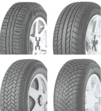 2.19. ábra: Continental gumiabroncsok. Fent:EcoContact EB (méret: 185/65 R 14 T) és Sport Contact (mé- (mé-ret: 205/55 R 16 W) nyári gumi (mintázatokat ld