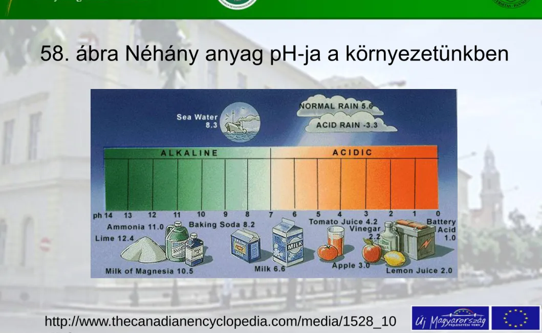 58. ábra Néhány anyag pH-ja a környezetünkben 