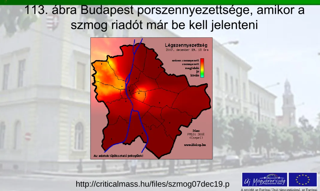 113. ábra Budapest porszennyezettsége, amikor a  szmog riadót már be kell jelenteni 