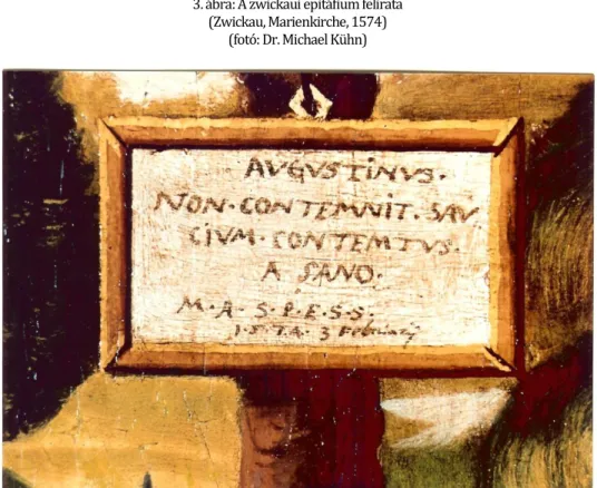 4. ábra: A zwickaui epitáfiumkép közepén található felirat. 
