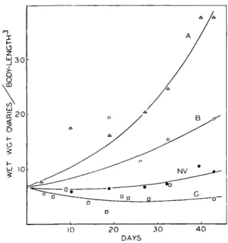 FIG. 8.—Relation between the ratio, °^Q^y fengtlh*  ^ '   a n c *  ^ m e   ^ a y s ) for Leander  in a nonbreeding season