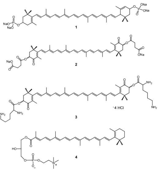 Figure 1. Hydrophilic carotenoid salts. 