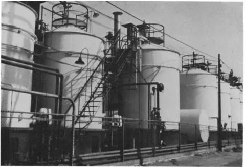 FIG. 1. Production fermentation tanks with 40,000-liter capacity. (Courtesy of  Bioferm Corporation, Wasco, California.) 