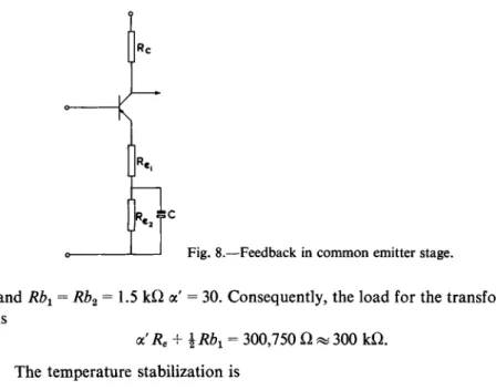 Fig. 8.—Feedback in common emitter stage. 
