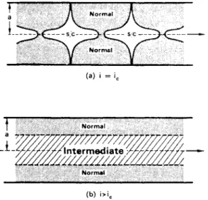 FIG . 7.5. Suggested cross-section of cylindrical wire carrying current in excess of its  critical current (based on Baird and Mukherjee, and London)