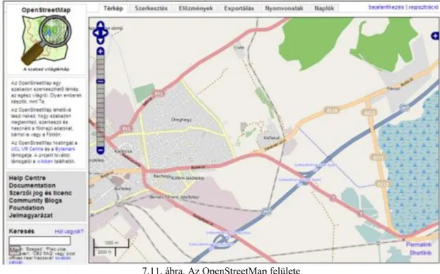 7.11. ábra. Az OpenStreetMap felülete