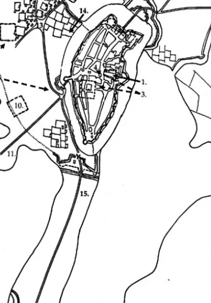 3. ábra. Székesfehérvár egyházi topográfiája a 13-14. században 