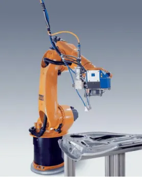 2.7. ábra Kuka robotra szerelt TrueDisk lézer alkalmazás autóajtók hegesztésére 