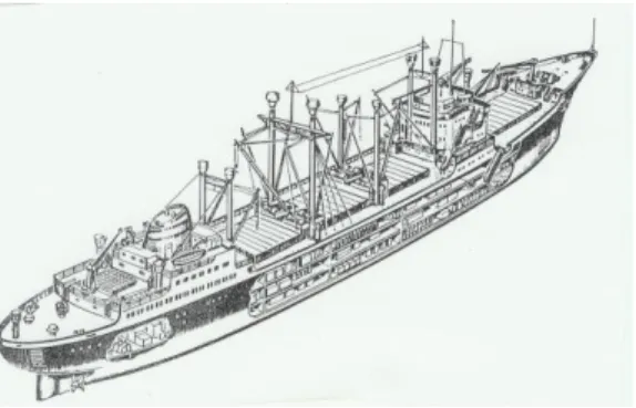 A 22. ábra egy általános darabáru-szállító hajót mutat be. 