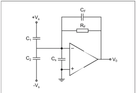 3.12. ábra  Műveleti erősítős kapcsolás differenciál kondenzátor jelének feldolgozására.