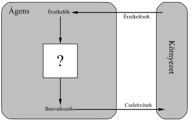 2.1. ábra  - Az ágensek környezetükkel  érzékelőkön és beavatkozókon keresztül  állnak  kapcsolatban