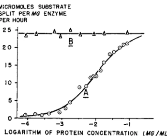 FIG. 3. Reversible decrease of specific activity (ordinates) of highly puri­