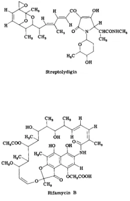 FIG. 10. Antibiotic inhibitors of RNA polymerase. 