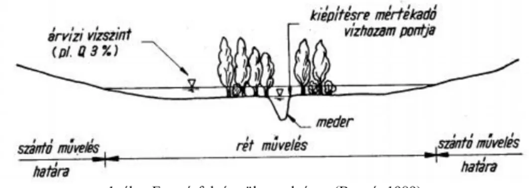 1. ábra Egy vízfolyás völgyszelvénye (Bognár 1989)