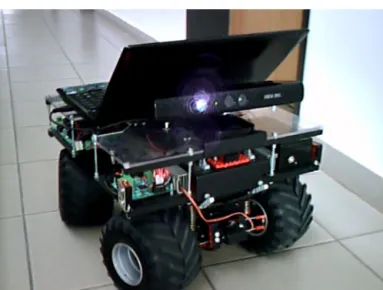 Fig. 1. Our robot car, with Kinect sensor