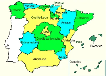                               1. térkép - Spanyolország Önkormányzati Közösségei 