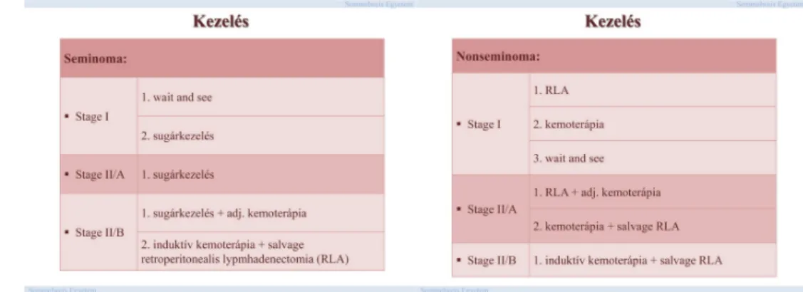 10. ábra: Heretumorok egyszerűsített stádiumbeosztása