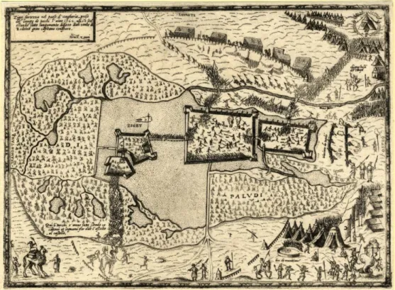 2. kép. Szigetvár 1566. Domenico Zenoi rézkarca. 