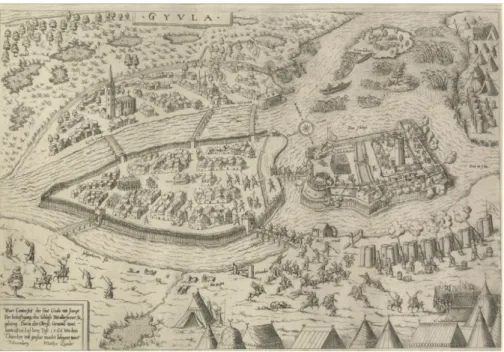 4. kép. Gyula 1566. Mathis Zündt rézkarca. 