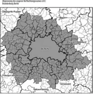 Figure 3: Administrative delimitation of the Berlin-Brandenburg Metropolitan Area (Source: JSPA)