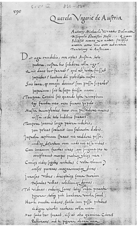 Fig. 1. The first lines of the poem of Verancius from the collection   of Biblioteka Jagiellońska in Cracow (BJ sign